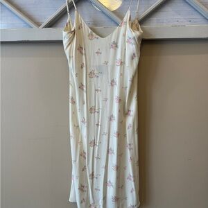 Reformation Floral Slip Dress in‎ Cream and Pink size 2